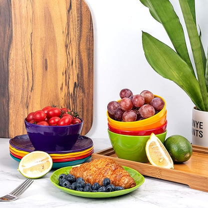 6.75 inch Melamine Plates, Round Salad Dessert Appetizer Plates for Kitchen, Small Plates, Set of 6 Multicolor Dishwasher Safe Shatter Resistant