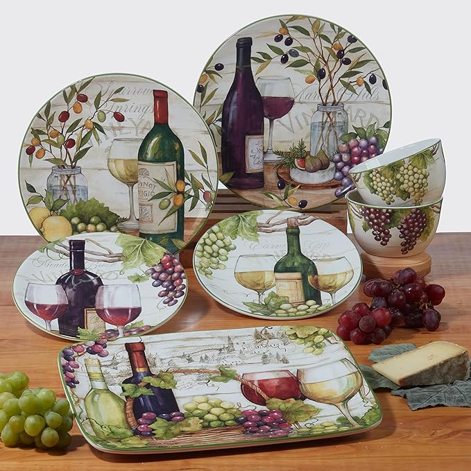 Certified International Meadow Brook 6" Canape/Luncheon/Appetiser Plates, Assorted Designs, Multicolor, Large, Set of 4