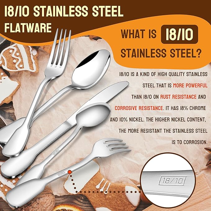 HaWare 18/10 Stainless Steel Flatware, 60-Piece Silverware Set for 12, Premium Cutlery Set for Home Restaurant, Include Knife Fork Spoon, Ergonomic Design Eating Utensils Tableware, Dishwasher Safe