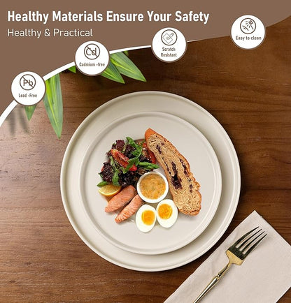 GBHOME Ceramic Dinnerware Sets for 4,Stoneware Plates and Bowls Sets,Chip and Crack Resistant | Dishwasher & Microwave Safe Dishes Set,Scratch Resistant- Service for 4 (12pc)-Matte Cream