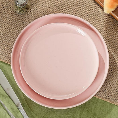 Salad&Dessert Plates,8 Inch Small Dinner Plates Sets for 4,Dishwasher & Microwave Safe,Porcelain Dinner Dishes for Cake, Fruits,Waffle, Pasta,Salad,Elegant Pink