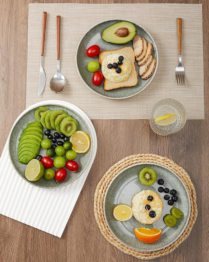 Ceramic Plates, 8.0 Inch Round Stoneware Salad Plates Use for Dessert, Salad, Appetizer, Microwave and Dishwasher Safe, Scratch Resistant Small Dinner Plate of 6