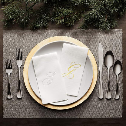 AMERICAN HOMESTEAD Disposable Hand Towels - Silver Foil Monogrammed Guest Napkins - Linen-Like Bathroom Paper Towels for Guests - Perfect Wedding and Party Napkins - 50 Count (Silver Z)