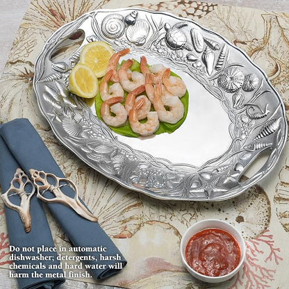Wilton Armetale Coastal Handle Serving Tray, 16-Inch-by-11.75-Inch, Silver