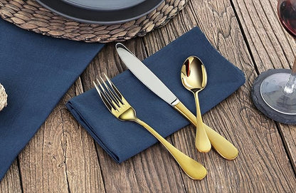 Artaste 56907 Rain 18/10 Stainless Steel Flatware 36-Piece Set, Gold Finish, Service for 12
