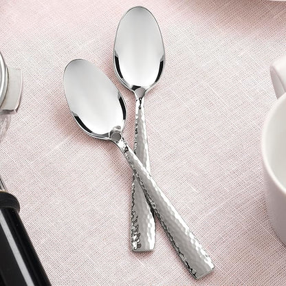Hudson Essentials 89-Piece Hammered 18/10 Stainless Steel Silverware Cutlery Set with Serving Set, Flatware Service for 12